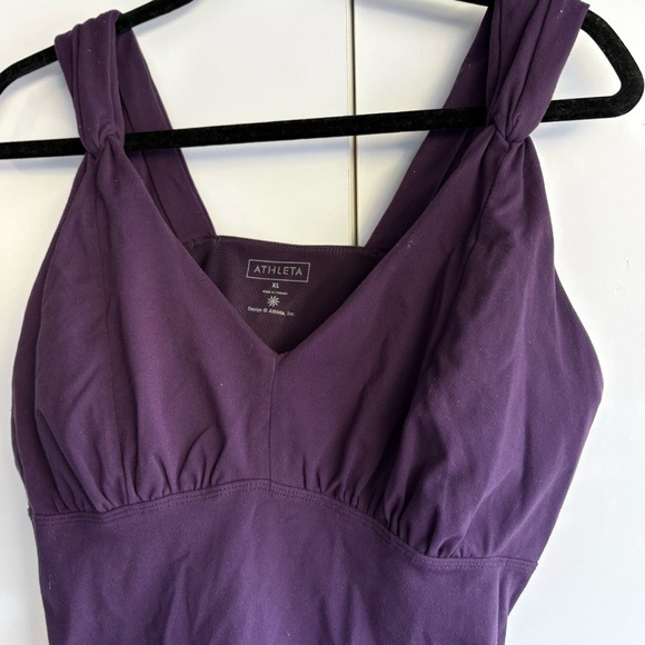 Athleta Vibrant Purple/Plum V-Neck Athletic Tank with Gathered Bust, Size XL - Picture 3 of 9